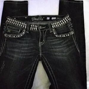 Miss Me Women's Dark Studded Skinny Jeans